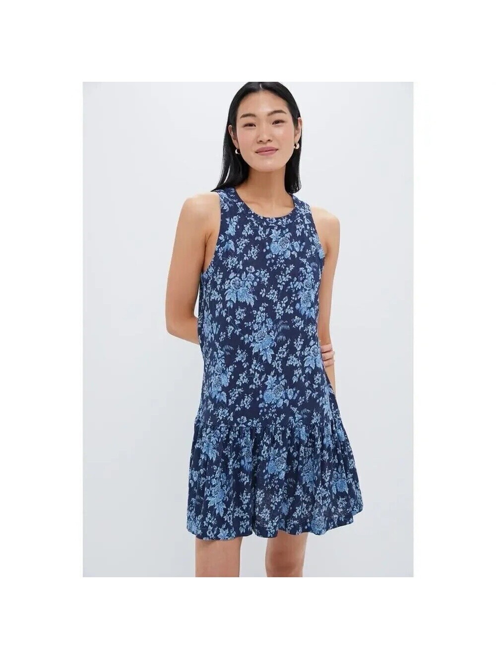 Tuckernuck Womens Twilight Garden Clark Dress Blue Floral Small NWT